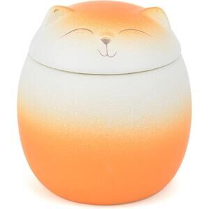New Ceramic Cat Memorial Ashes Urn - Orange and White Cat
